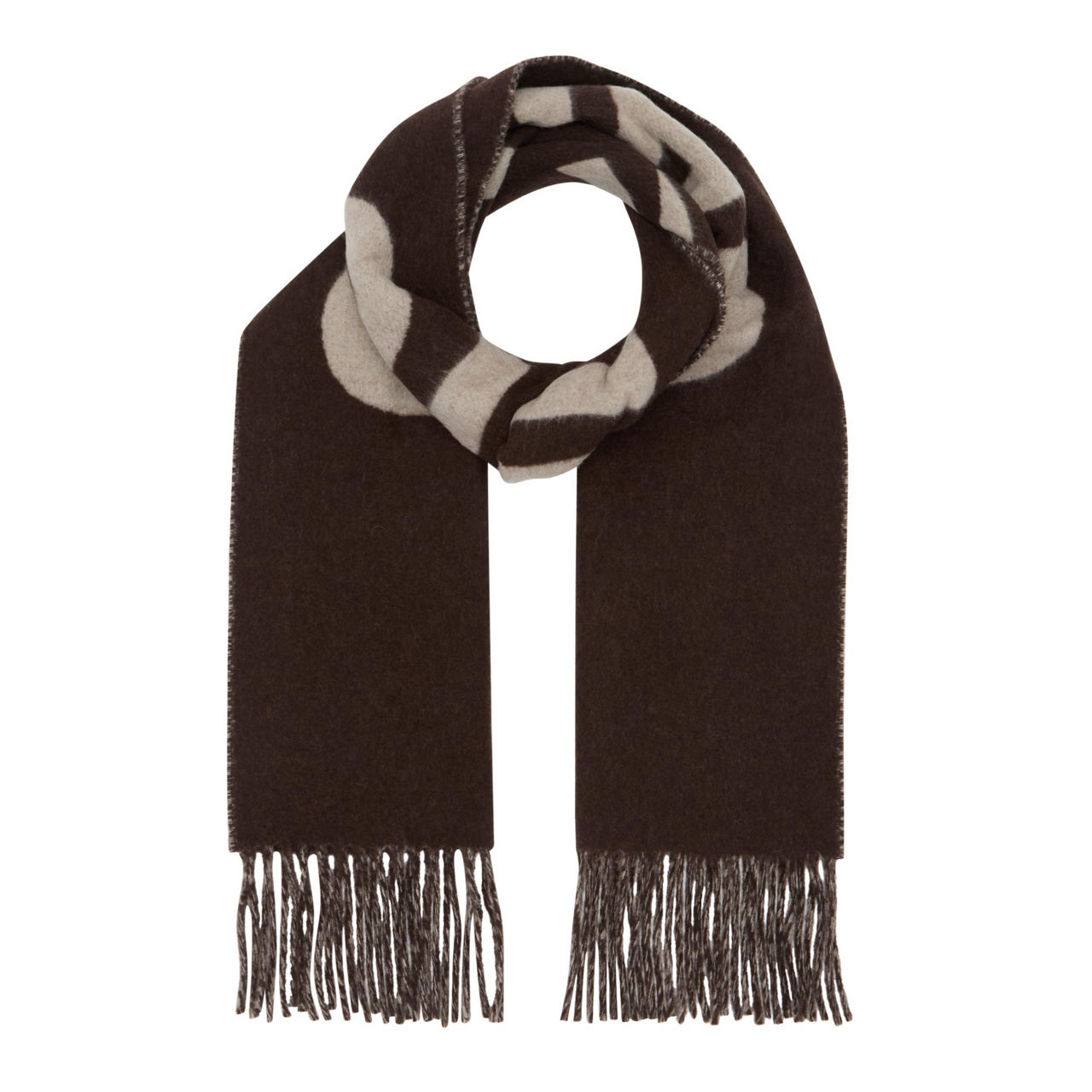 Jacquemus Logo Detailed Fringed Edge Scarf Brown