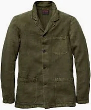 Heavy Linen Weaved Olive Green Jacket