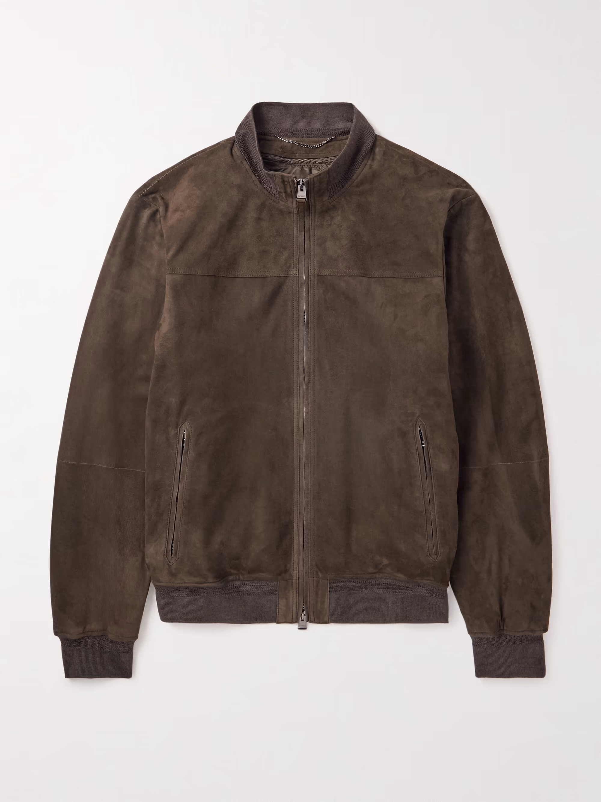 CANALI Suede Bomber Jacket brown