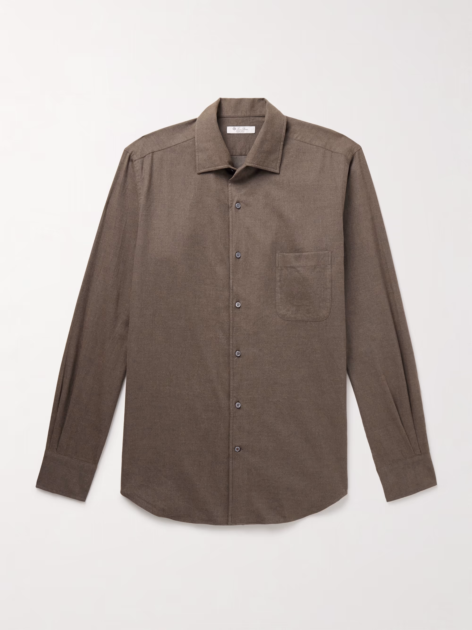 LORO PIANA André Cotton-Flannel Shirt Brown