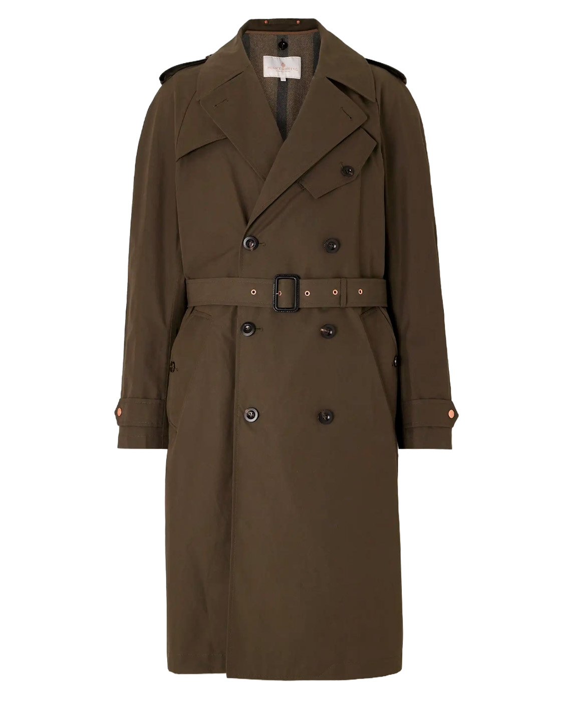 PRIVATE WHITE V.C. The Despatch Rider's Double-Breasted Belted Cotton Trench Coat in green