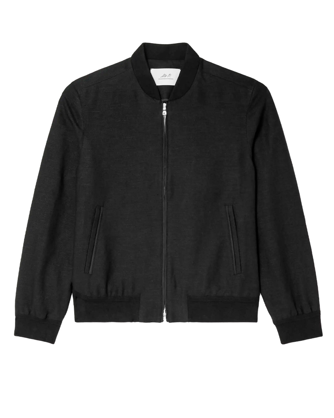 MR P. Linen and Cotton-Blend Bomber Jacket In Black