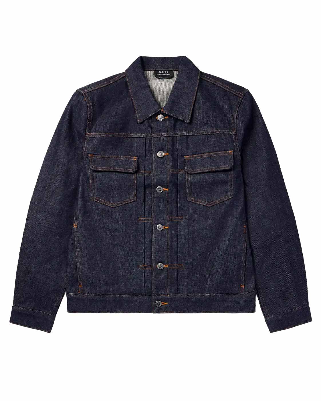 A.P.C. Selvedge Denim Jacket In Dark Blue