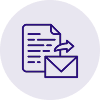 Icône de formulaire avec flèche pointant vers une enveloppe symbolisant l'envoi d'e-mail.