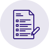 Icône d'un document avec une liste à puces et un stylo, symbole de rédaction ou d'édition.