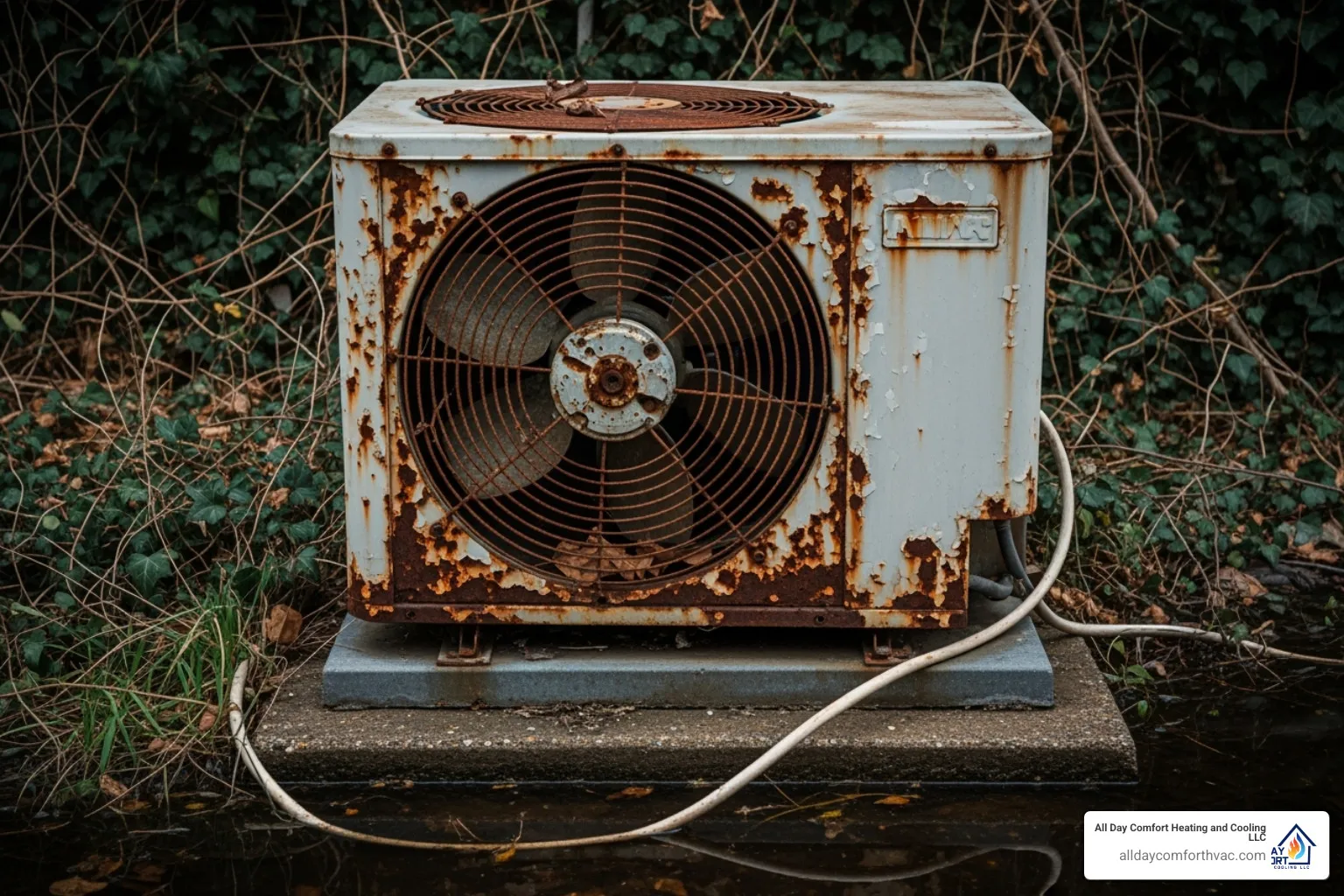 Old, rusty outdoor AC unit - ac installation independence mo