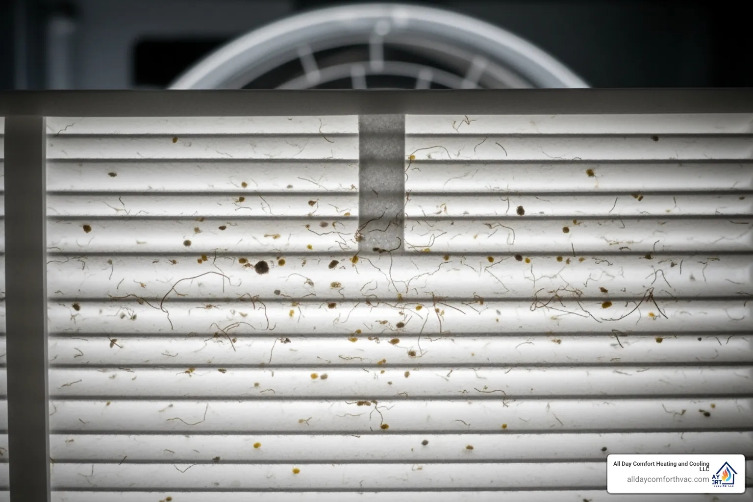 Illustration of a clean HVAC filter effectively trapping dust, pollen, and other airborne pollutants - preventive hvac service kansas city mo