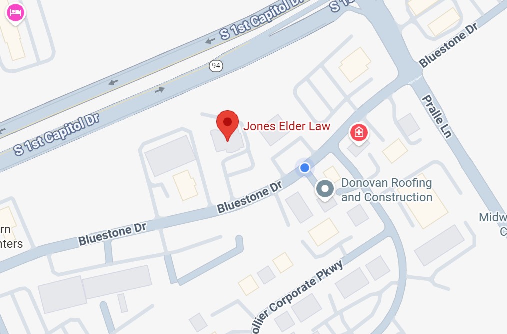 Map depicting the Jones Elder Law office