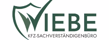 WIEBE KFZ-Sachverständigenbüro logo featuring a shield with a checkmark integrated into the letter W.