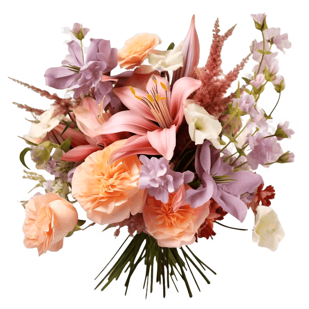 A gentle mix of pastel-colored artificial flowers. 