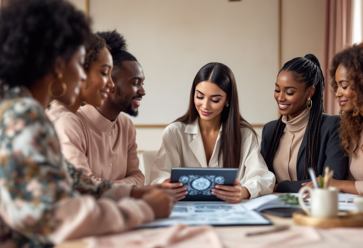 image of diverse team brainstorming (for an ai saas company)