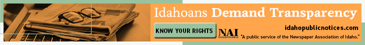 Advertisement for the Newspaper Association of Idaho linking to idahopublicnotices.com