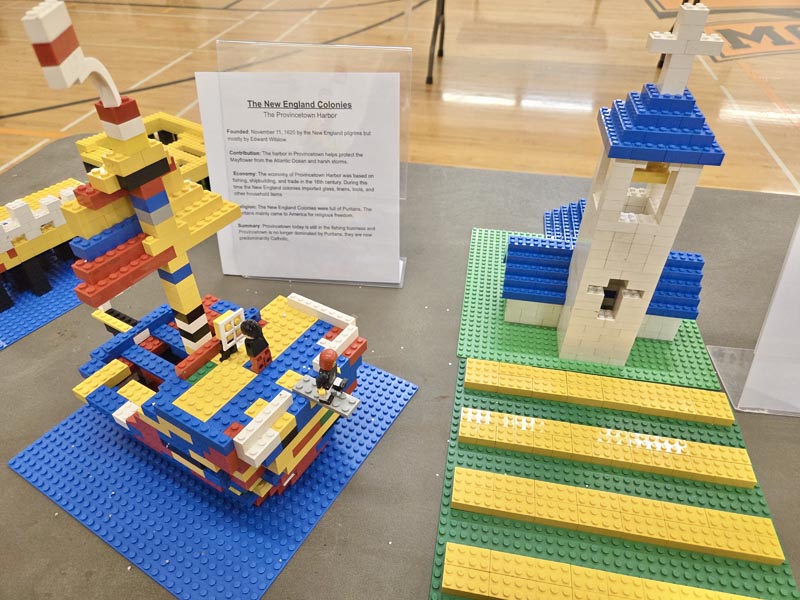 Eighth grade projects on the original 13 colonies. Photo credit: Rachel Reynaga.