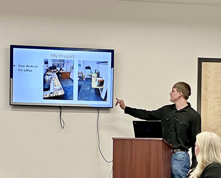 Albert Farrens chose a project that updated the main office desk in the school making better use of the space and making the office look better.