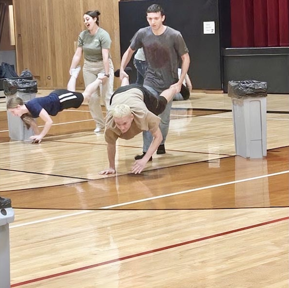 Greer Green and Elijah Sanderson are taking first in the wheel barrel race, representing the 11th-grade class. Photo credit: Council FFA.