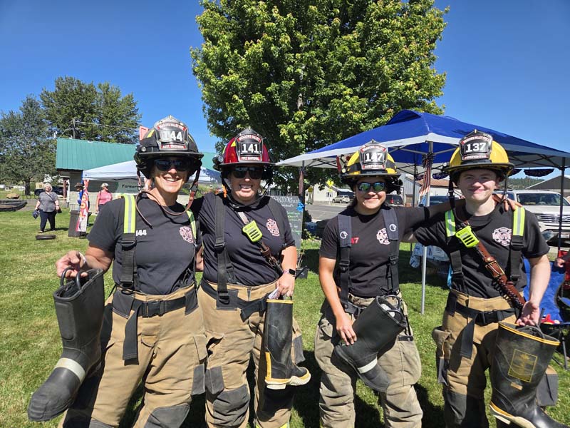 L-R are fire fighters Becky Davis, LeAndra Smith, Hannah Lee and Katelyn Brumfield.Photo credit: Rachel Reynaga.
