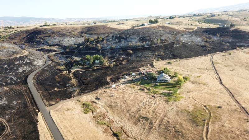 The Grays Fire burn scar is clearly visible above Mesa Road on July 11.Photo credit: The Record Reporter.