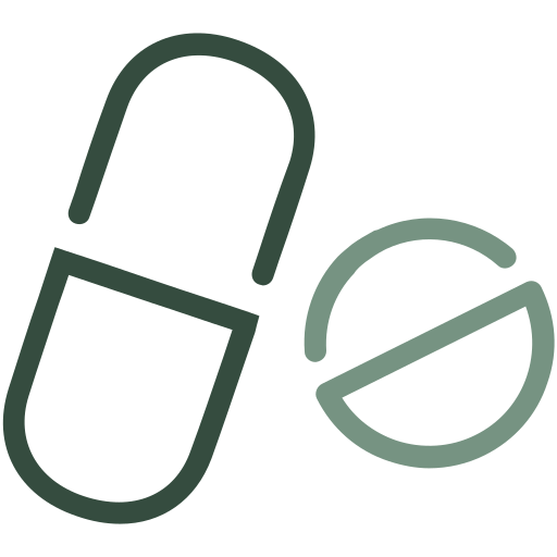 Ícone de comprimidos, representando medicamentos.