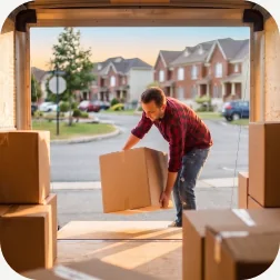 A person loading boxes into a GoFlex trailer