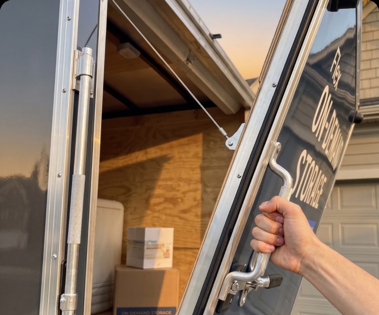 The GoFlex trailer's locking door handle and hitch