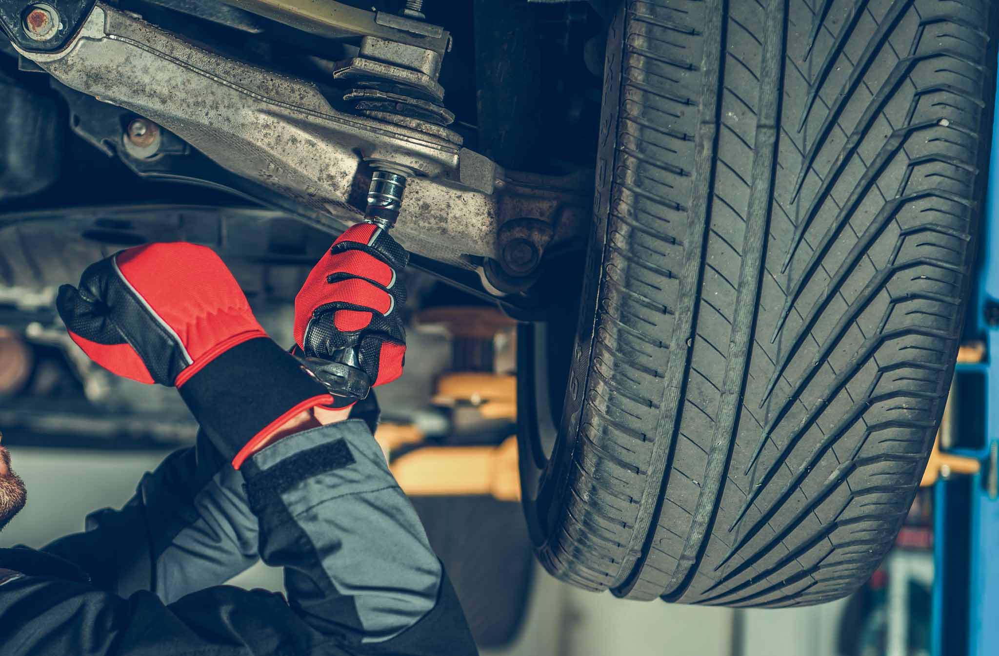 Suspension and steering repair on a BMW at EBB Elite in Fontana