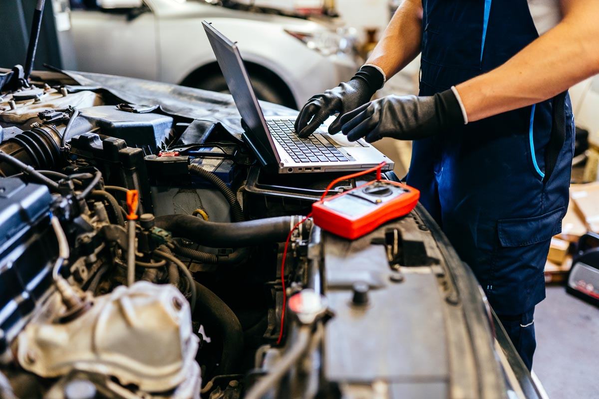 Factory diagnostic scan on a BMW at EBB Elite in Fontana