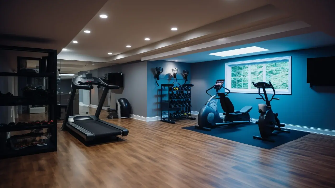 Basement remodel in an Eden Prairie home converted into a home gym space