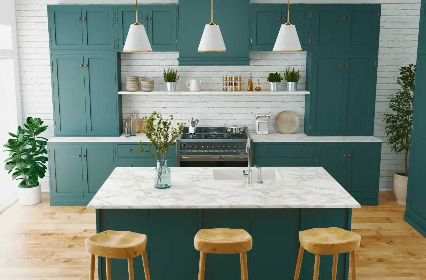 Kitchen remodel with appliances placed for an efficient work triangle
