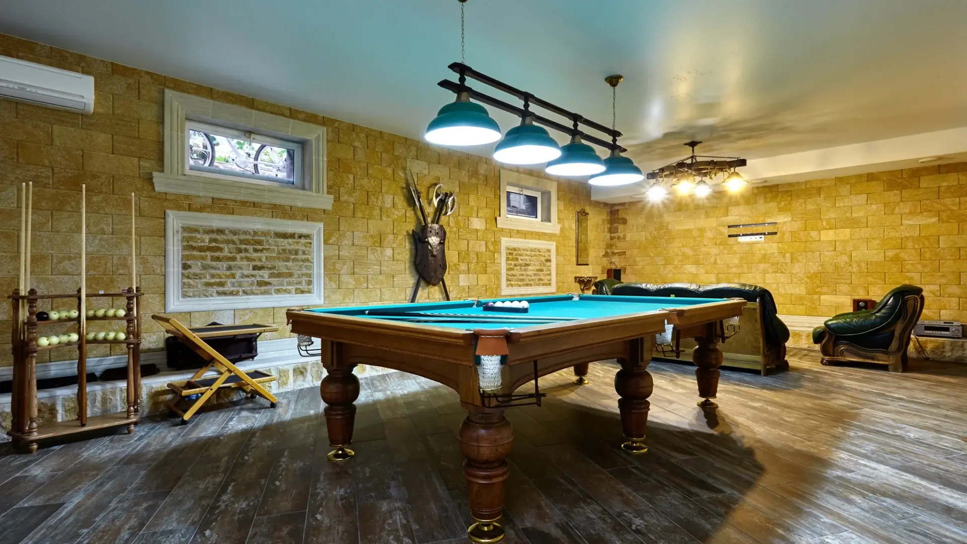 Basement remodel that worked around low ceilings and structural obstacles