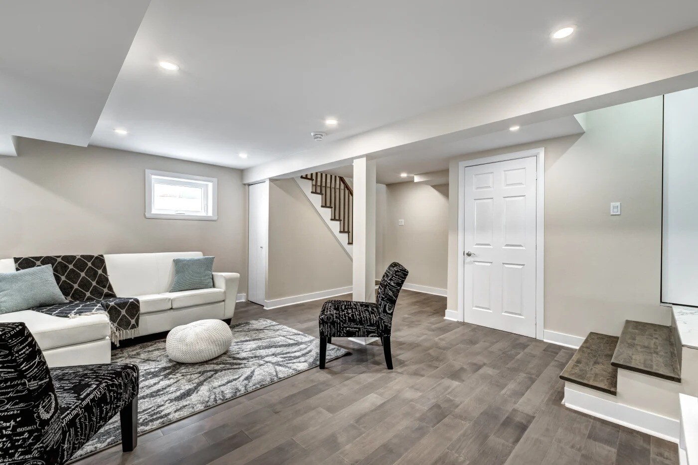 Finished basement featuring current design trends for Minneapolis homes