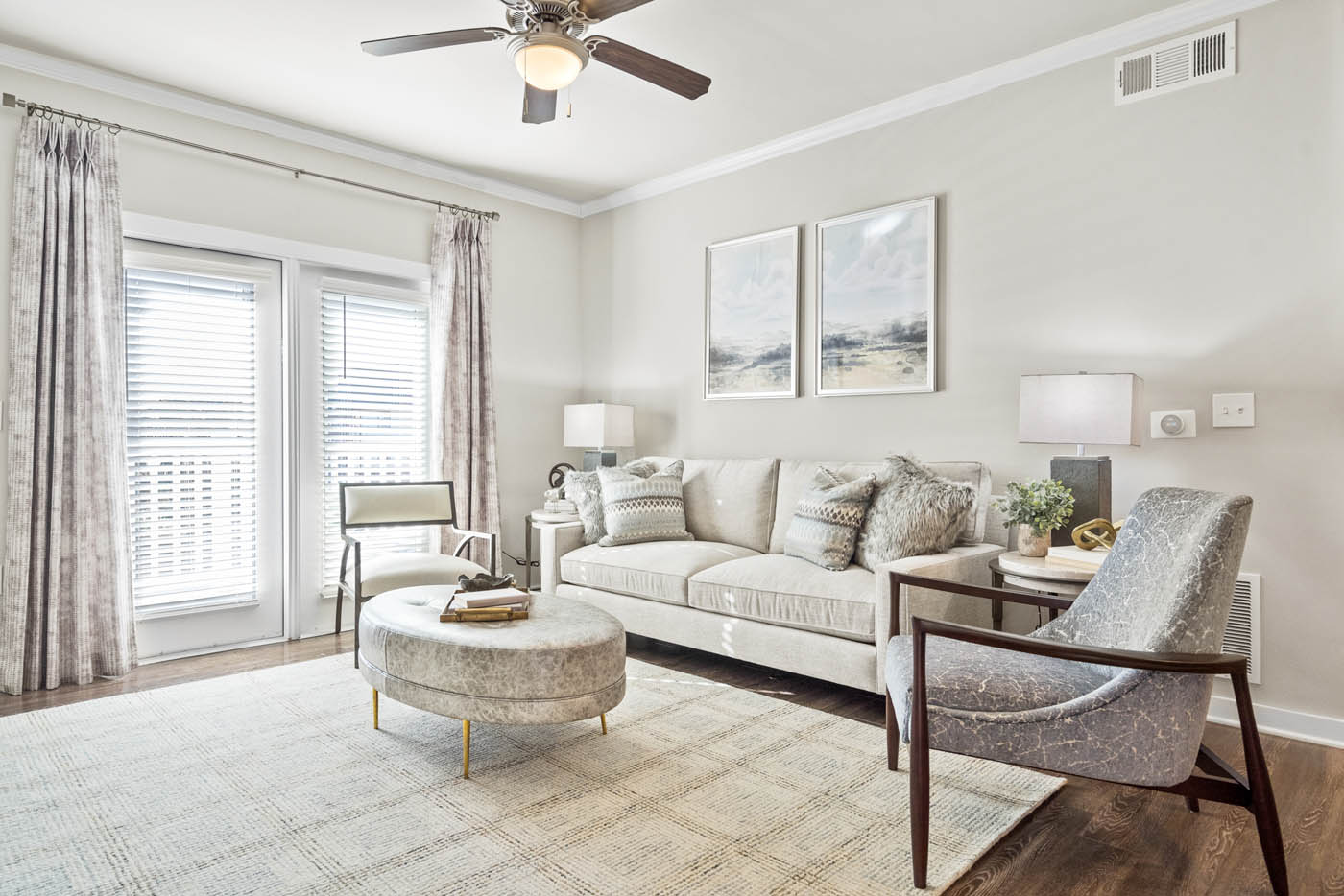 Living room to large windows