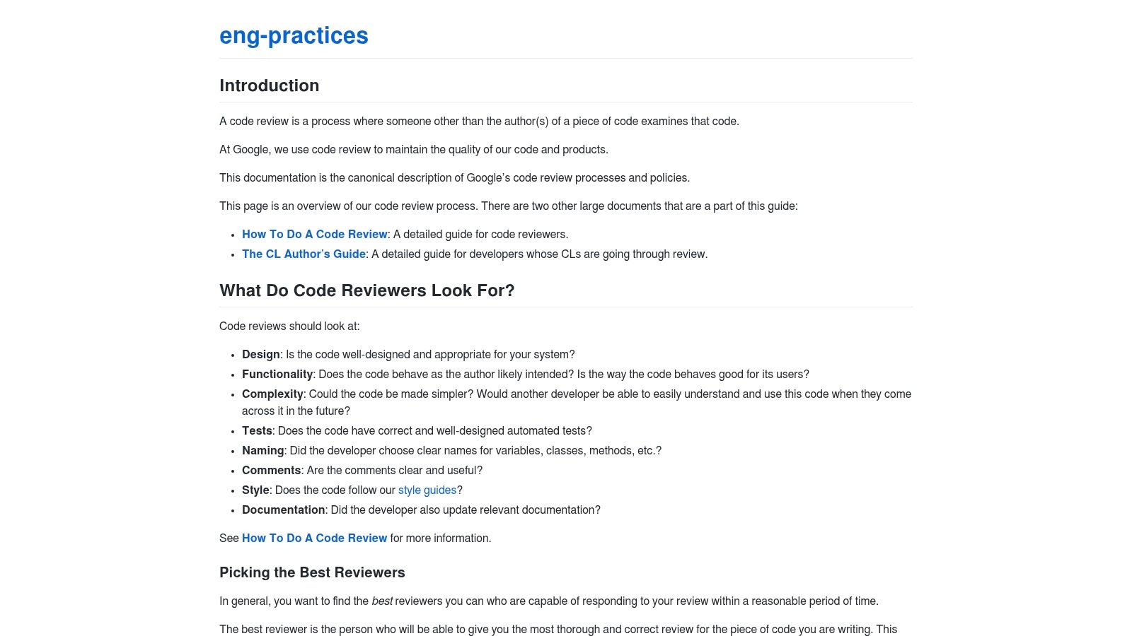 Google Engineering Practices, Code Review