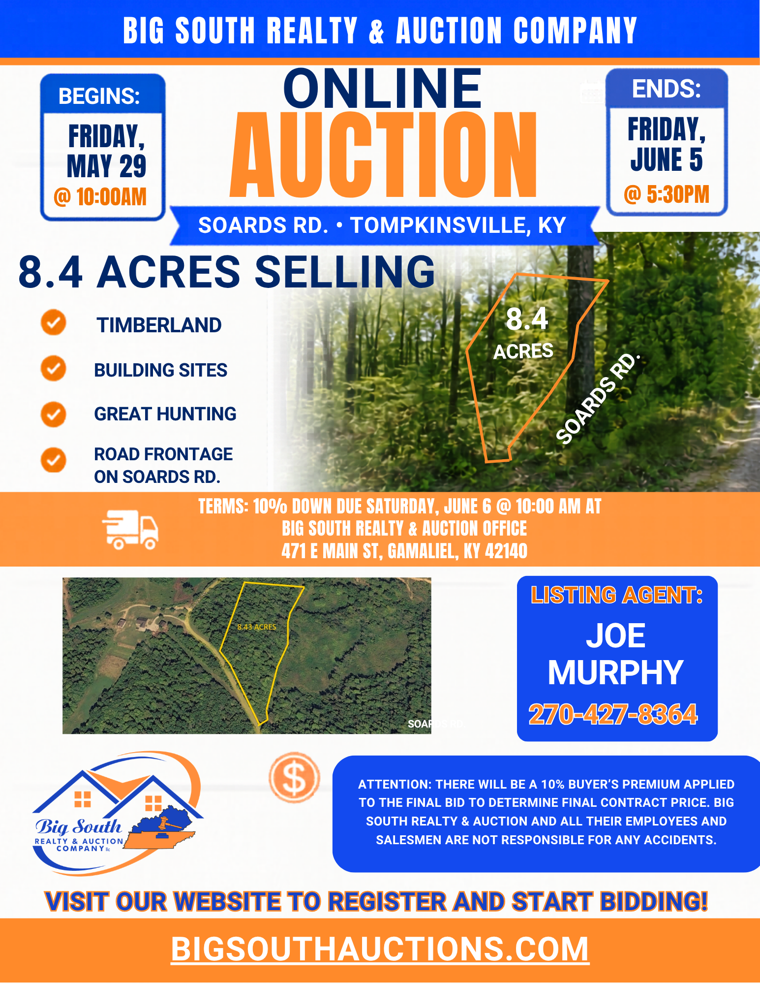8.4 Acres  ONLINE AUCTION  Soards Road, Tompkinsville, KY