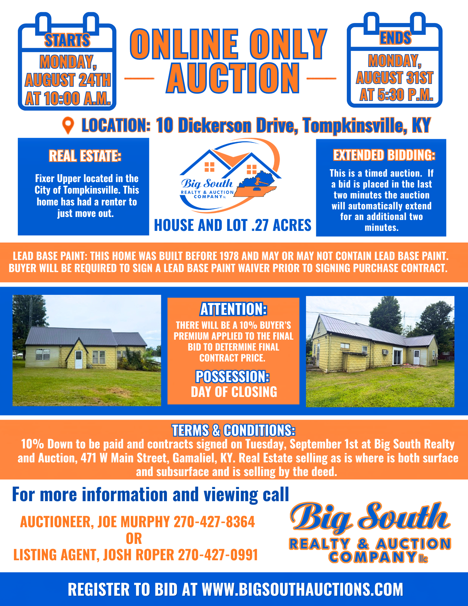 Online Only Auction 10 Dickerson Drive