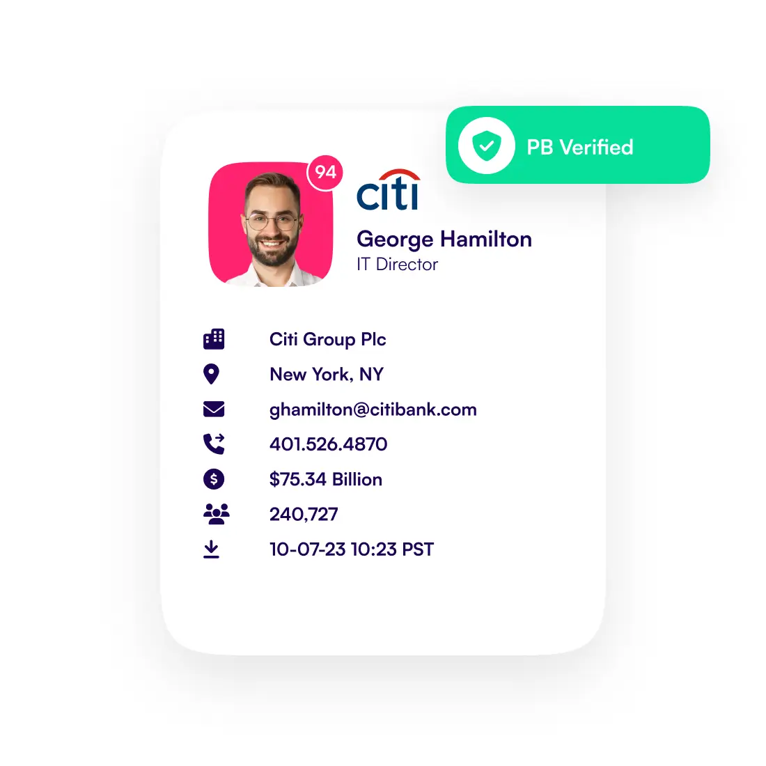 contact card verified data