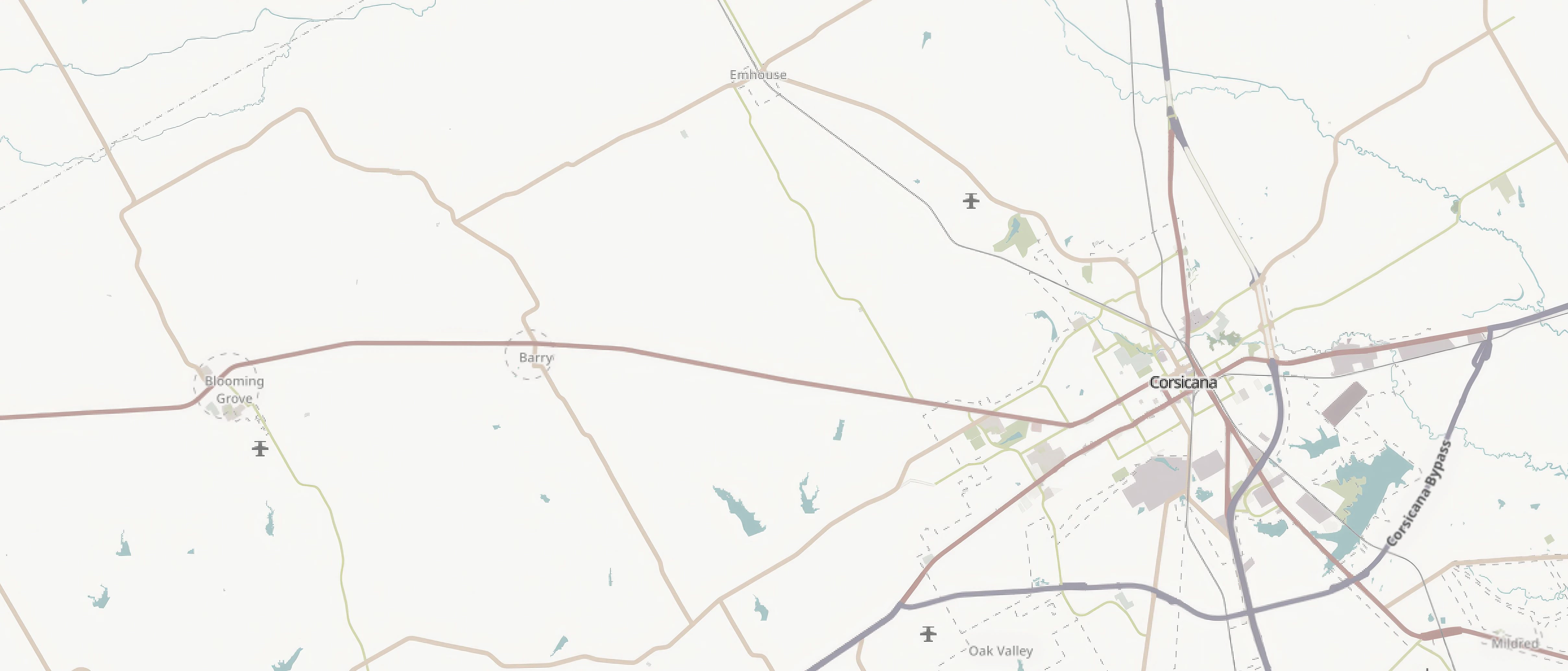 Map of the planned Vector Datacenters site west of Corsicana in Navarro County, near Interstate 45, FM 1839 and Highway 22