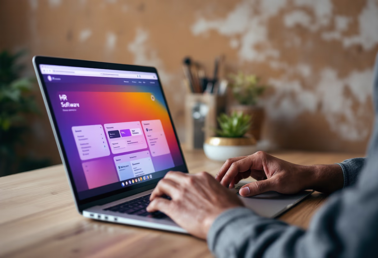 [interface] image of employee interacting with hr software (for a hr tech)