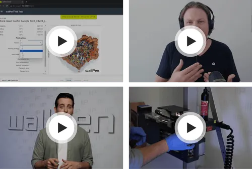 A collage of images showing wall printing machine lessons