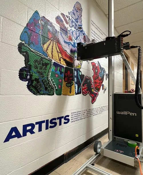 wall printing design of colorful fields and flowers