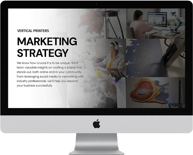 iMac displaying marketing strategy i