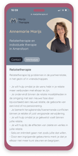 Design van website voor Marijs Therapie