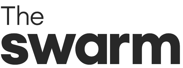 Text logo reading 'The swarm' with 'The' in smaller font and 'swarm' in bold larger font.