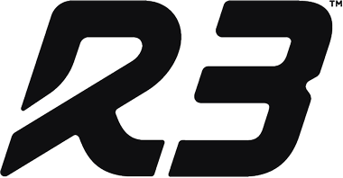 R3 company logo in black stylized text.