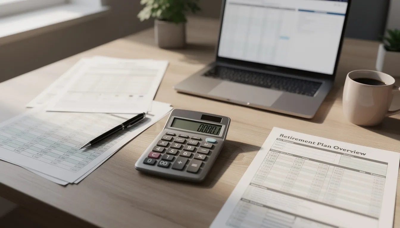 The image features a calculator alongside various financial planning documents on a desk, symbolizing the essential tools used by financial advisors in their marketing efforts to attract ideal clients. This setup highlights the importance of financial services expertise and strategic planning in the advisory firms' operations.