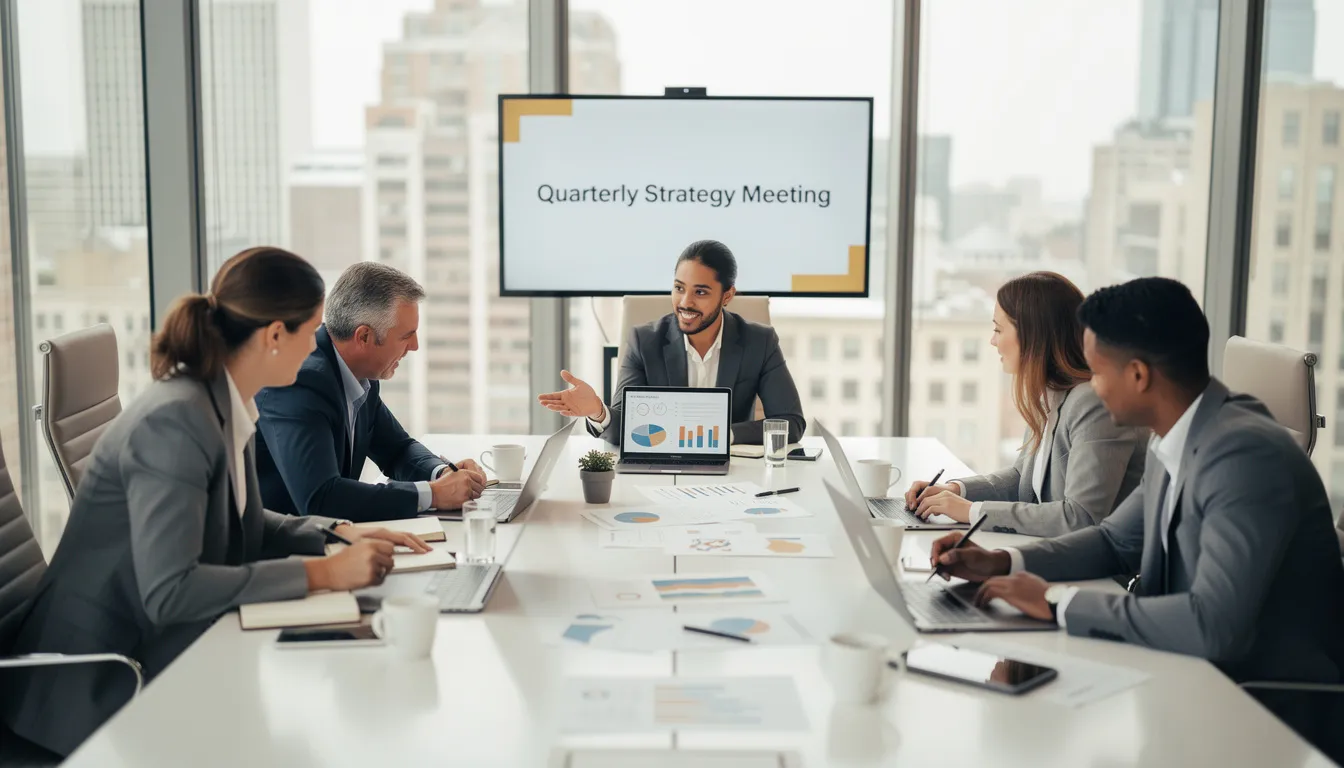 A diverse team of financial professionals collaborates around a conference table, discussing innovative marketing strategies to attract ideal clients for their financial advisory firm. They are focused on enhancing their marketing efforts and leveraging digital marketing techniques to support independent financial advisors in achieving sustainable growth.