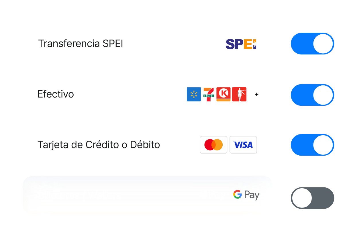 Agrega medios de pago con un click