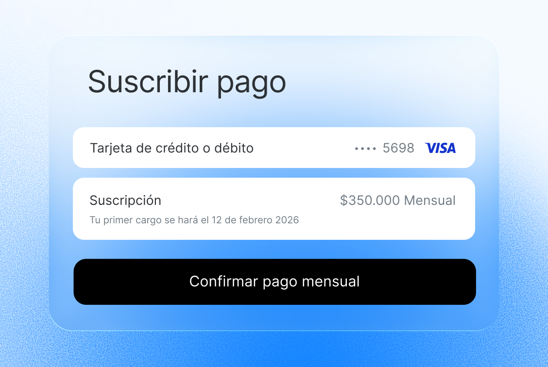 Crea suscripciones según tus lógicas de negocio.