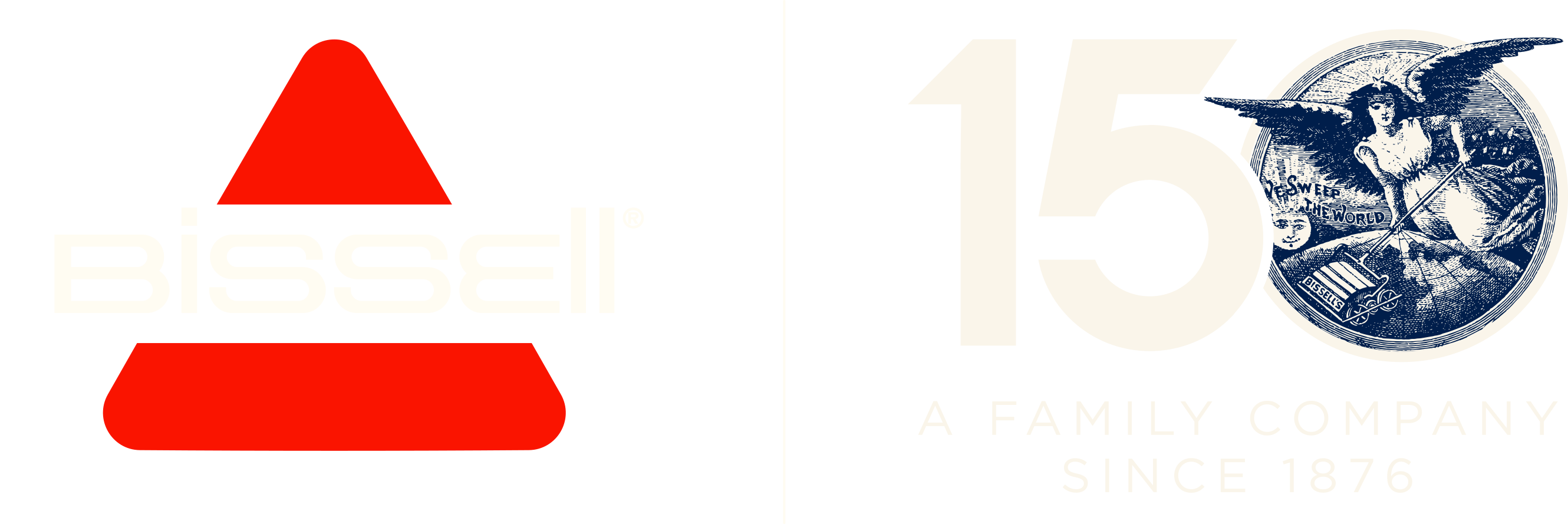 Bissell logo with a red triangle and text celebrating 150 years as a family company since 1876.