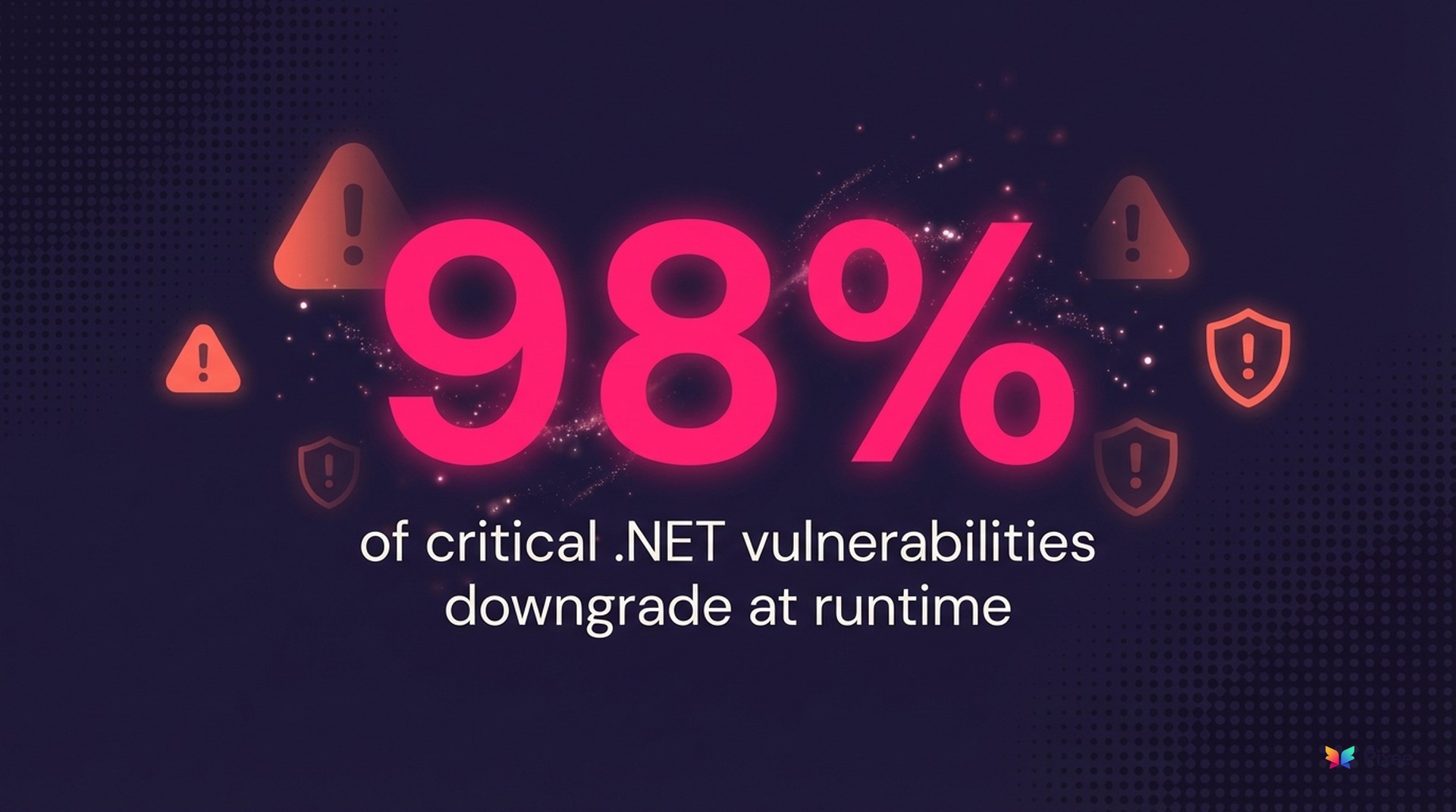 Statistic showing 98 percent of critical vulnerabilities downgrade when analyzed at runtime