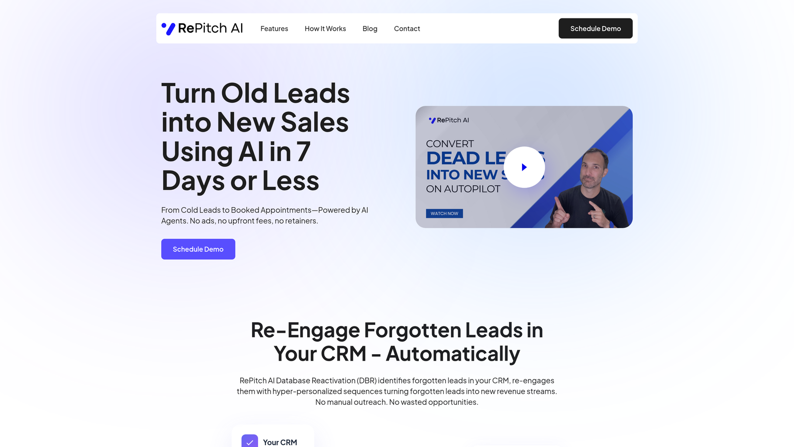 Screenshot of RePitch AI website homepage